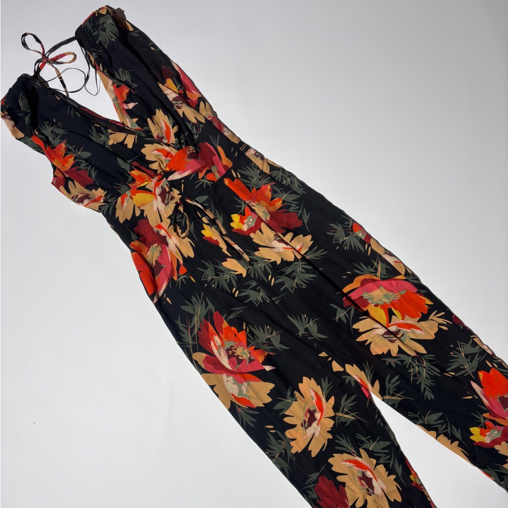 Zara Black Floral Jumpsuit